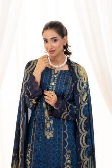 3 Pieces - Regalia Unstitched Blue Doriya Linen Suit