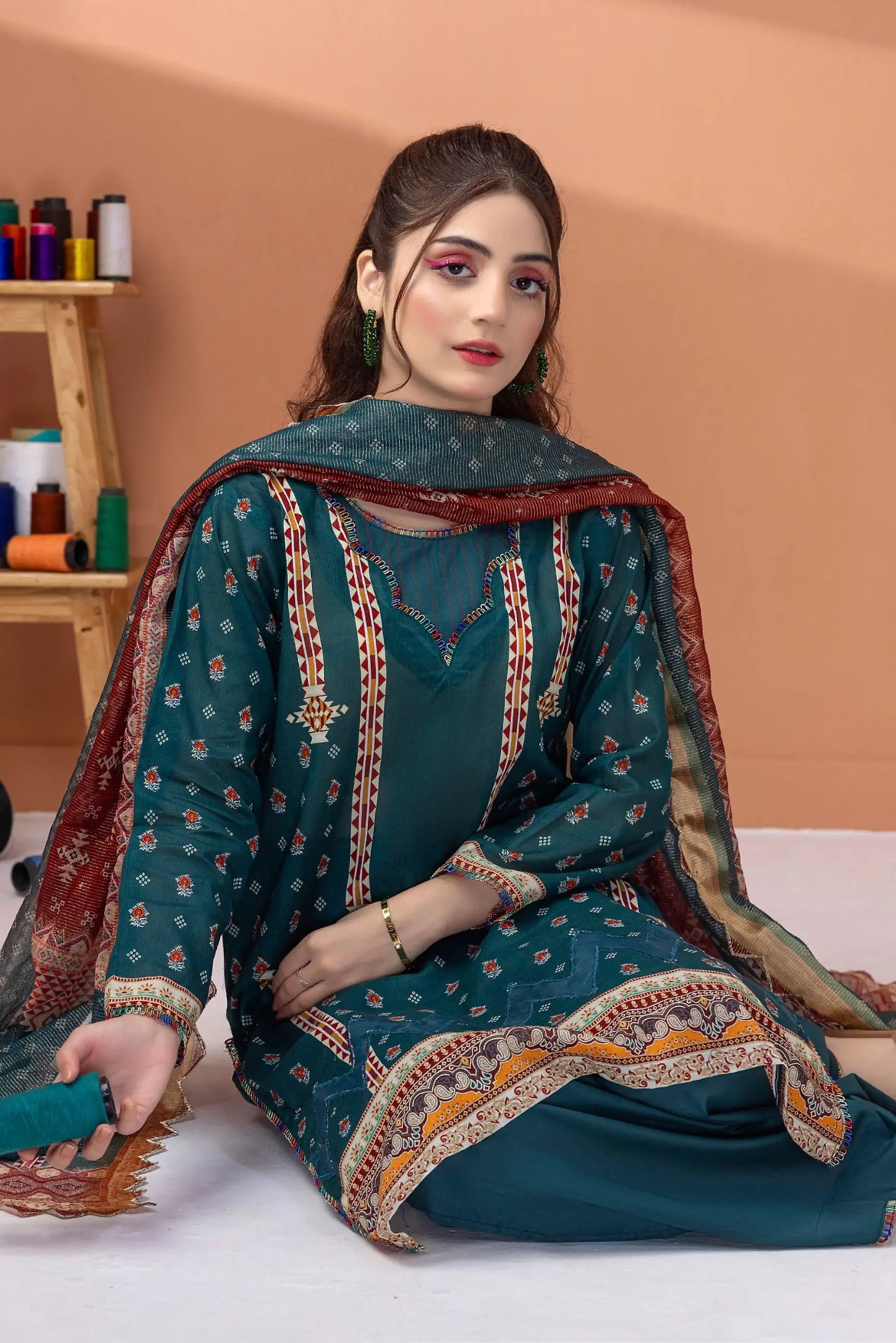 3 Pieces - Regalia Unstitched Zinc Fancy Zari Dupatta Printed Shirt Lawn Suit