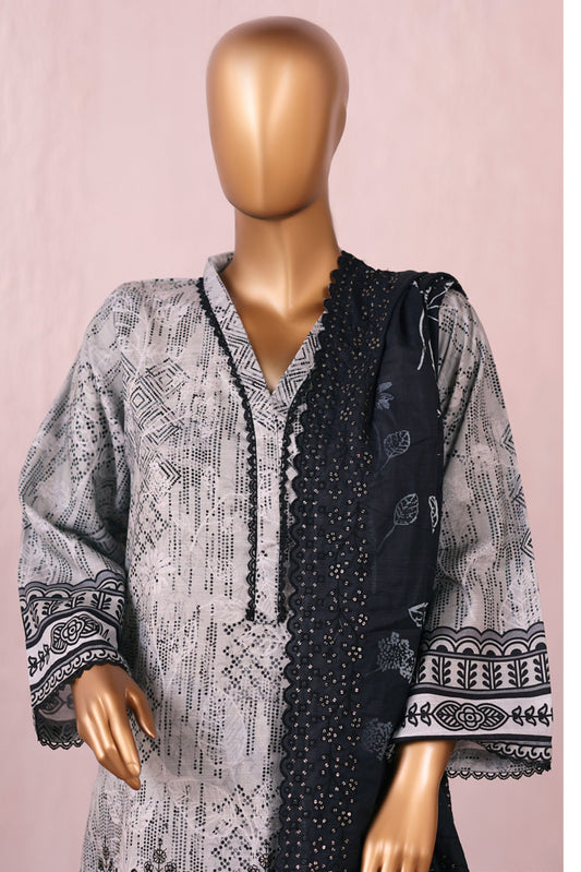 3 Pieces - Riwayat Unstitched Grey Embroidered Dupatta & Embroidered Shirt Suit