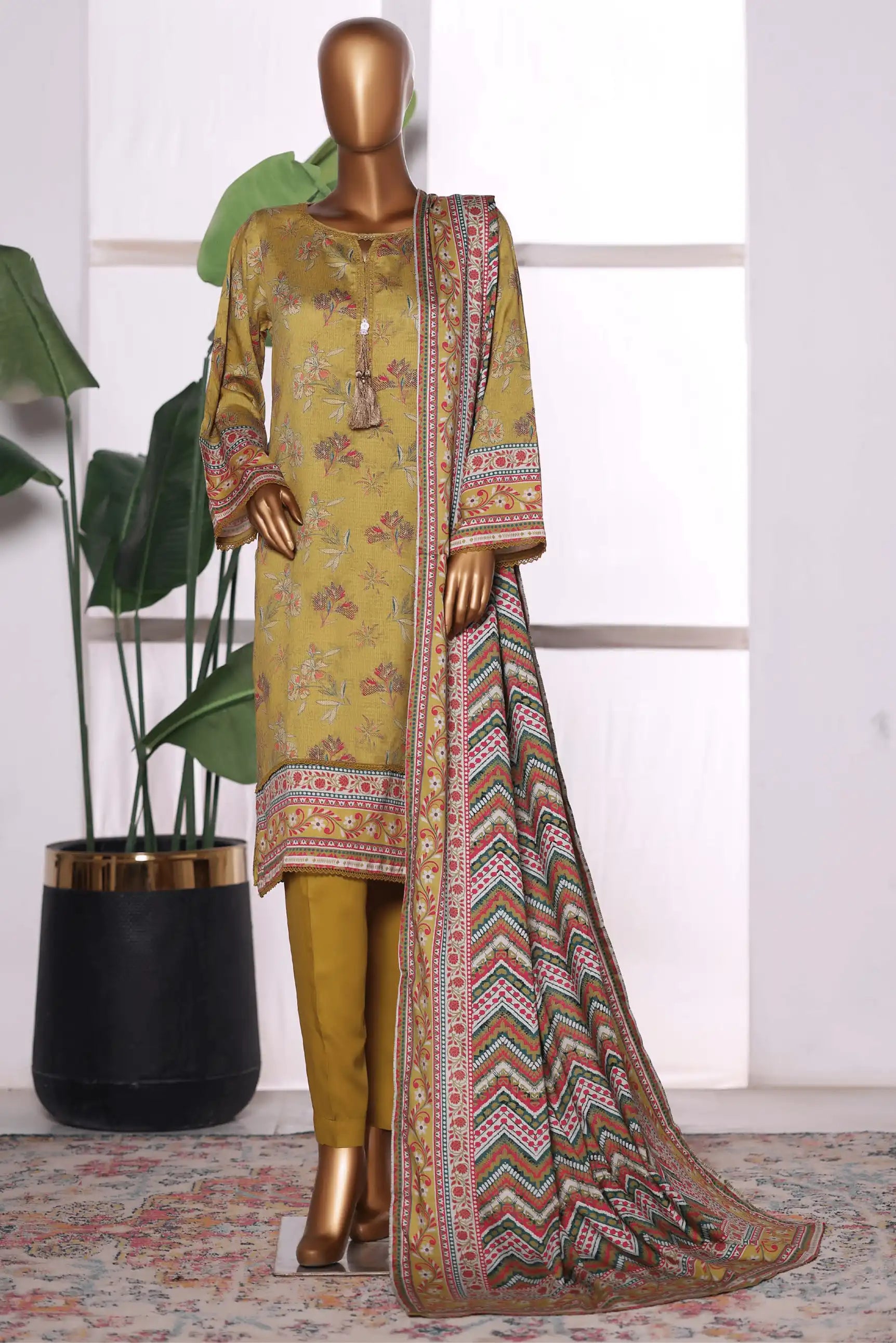 3 Pieces - Riwayat Unstitched Bruaas Dobby Viscose Suit