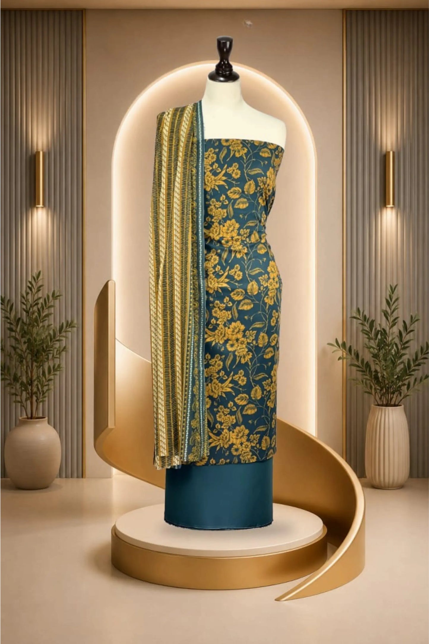 3 Pieces -Rijja By Mursahe  Unstitched Zink Ladies Lawn Suit
