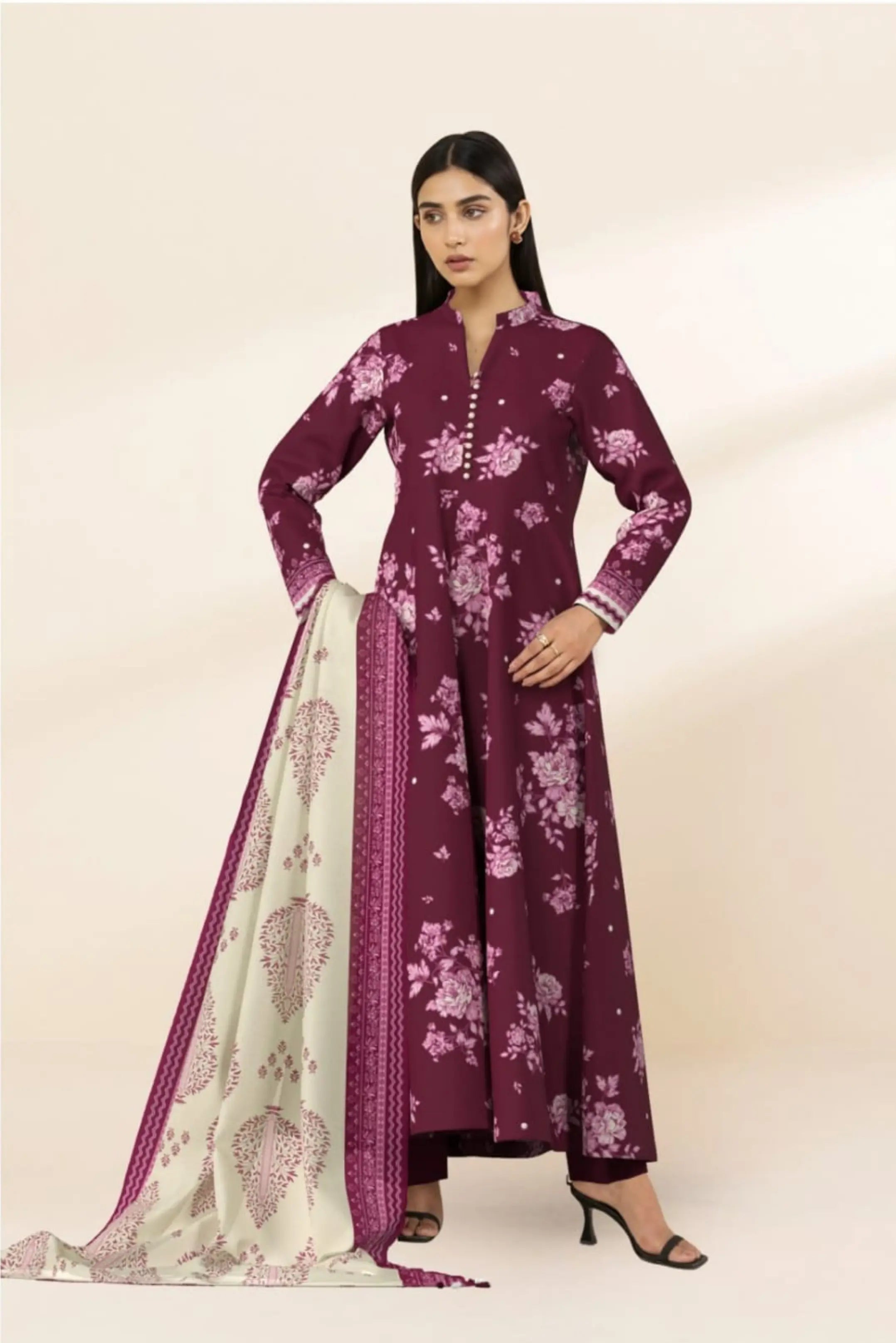 3 Pieces - Sapphire Unstitched Purple Ladies Lawn Suit