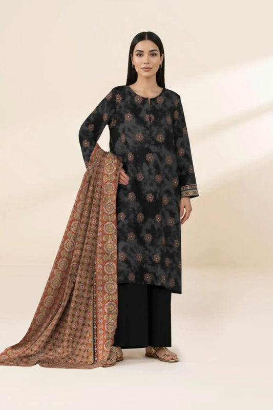 3 Pieces - Sapphire Unstitched Black Ladies Lawn Suit