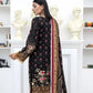 3 Piece - Marooj Unstitched Black BanaDora Linen Suit