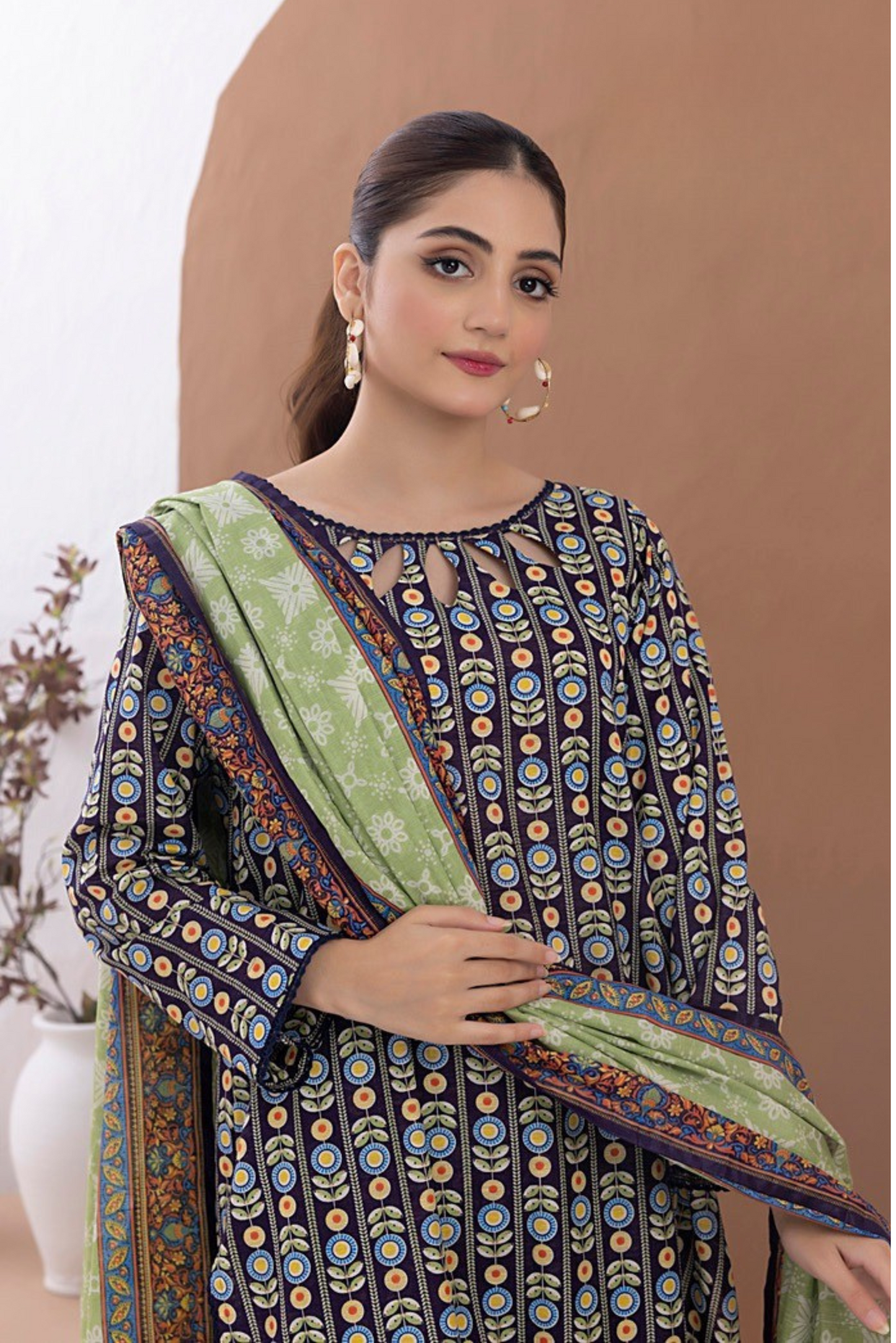 3 Pieces - Regalia Unstitched Navy Blue Printed Lawn Suit