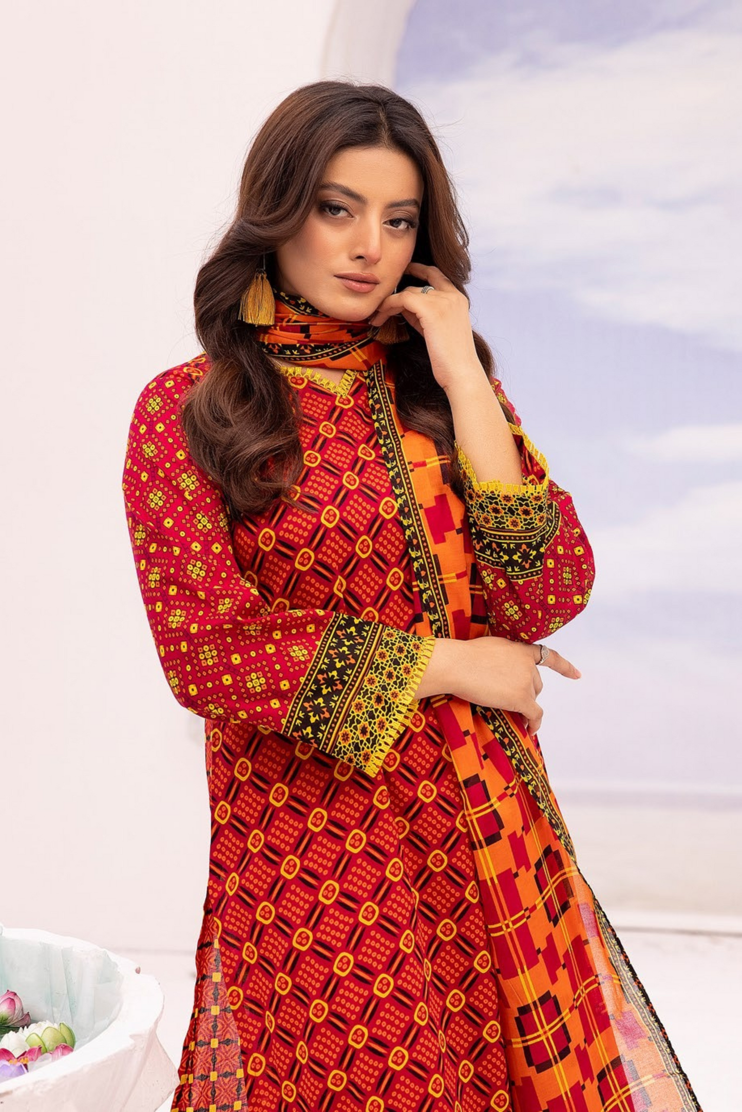 3 Pieces - Haya By Legends Unstitched Carrot Lawn Suit