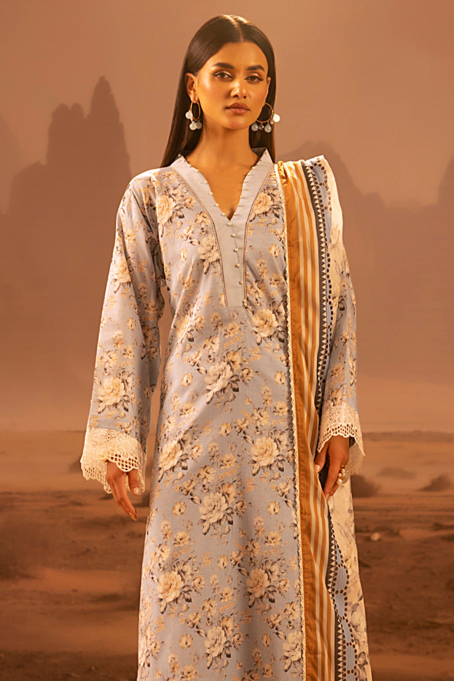 3 Pieces - Regalia Unstitched Grey Mid Summer Cotton Suit