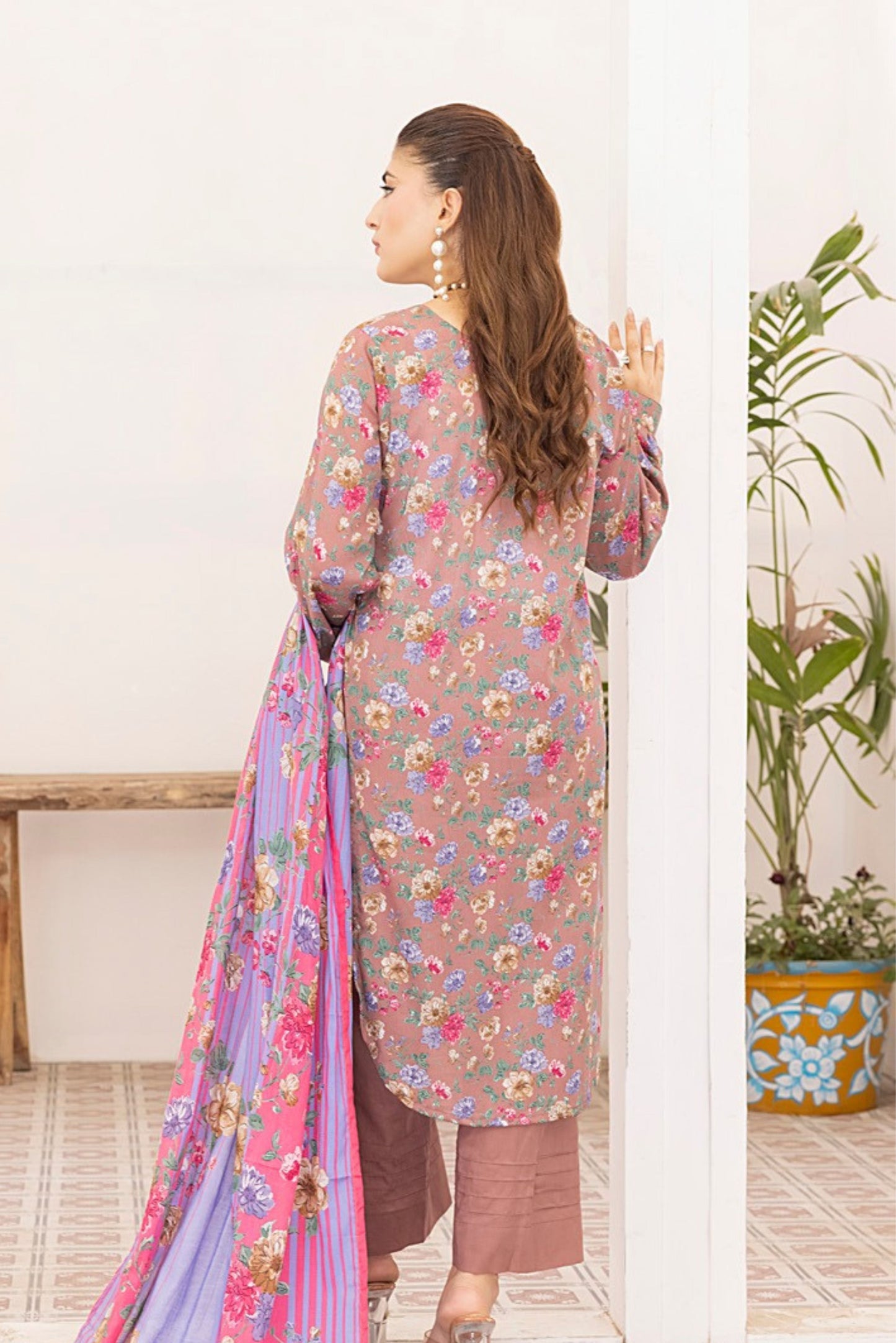 3 Pieces - Regalia Unstitched wine Printed Lawn Suit