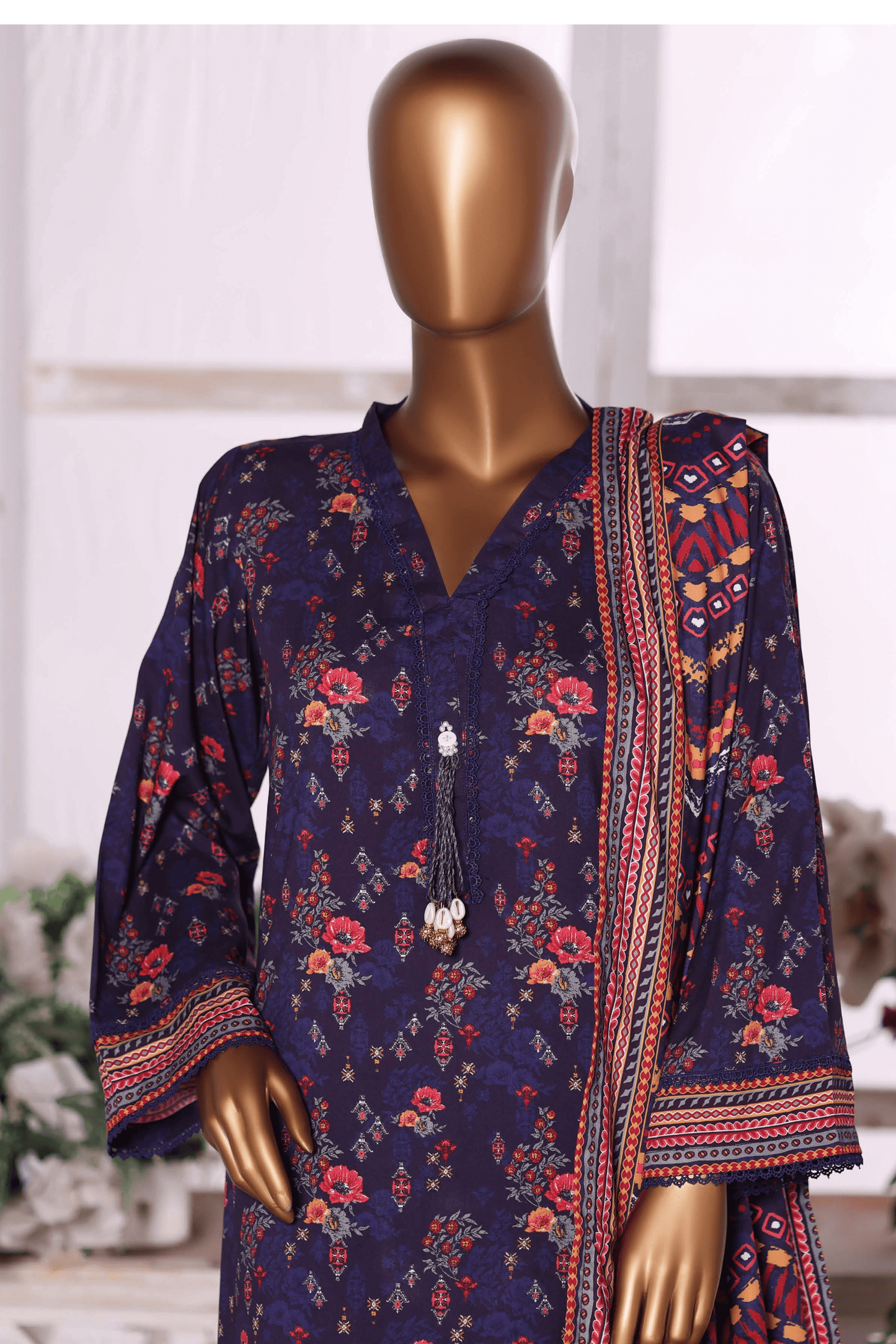 3 Pieces - Riwayat Unstitched Purple Dobby Viscose Suit