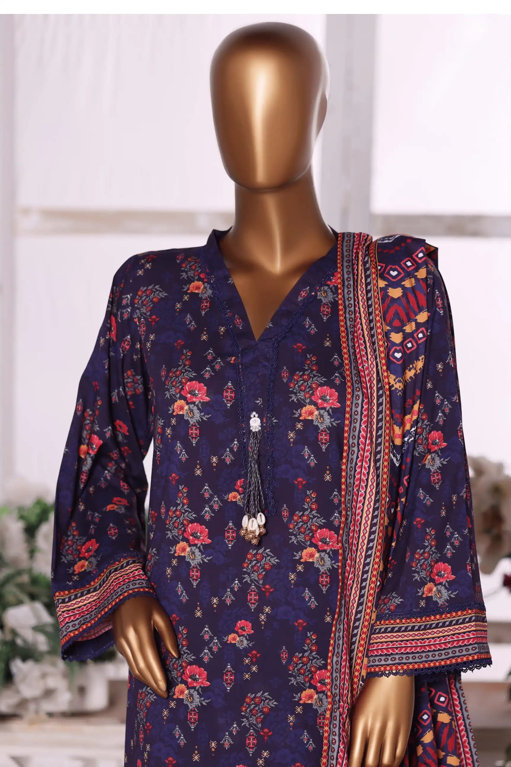3 Pieces - Riwayat Unstitched Purple Dobby Viscose Suit