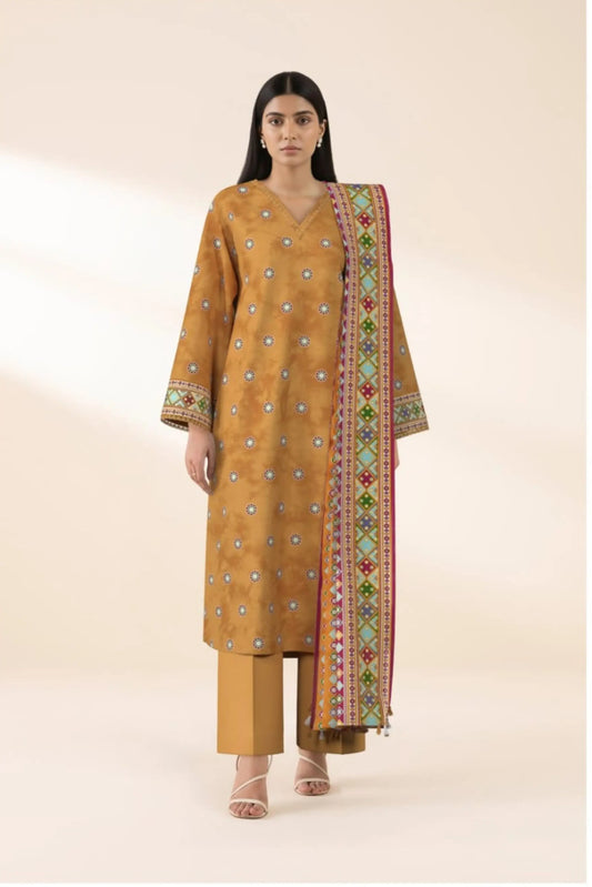 3 Pieces - Sapphire Unstitched Mustard Ladies Lawn Suit