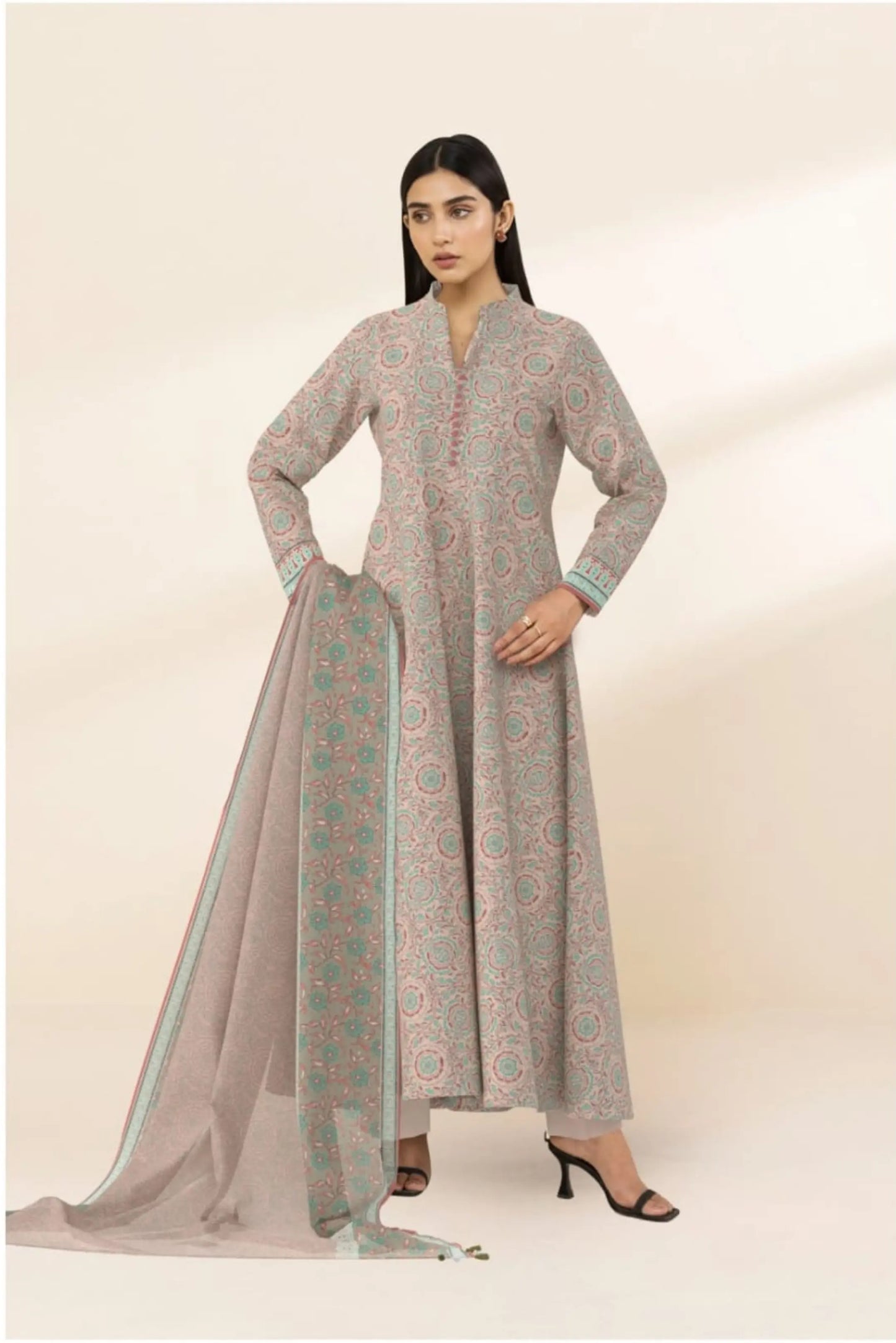 3 Pieces - Sapphire Unstitched Peach Ladies Lawn Suit