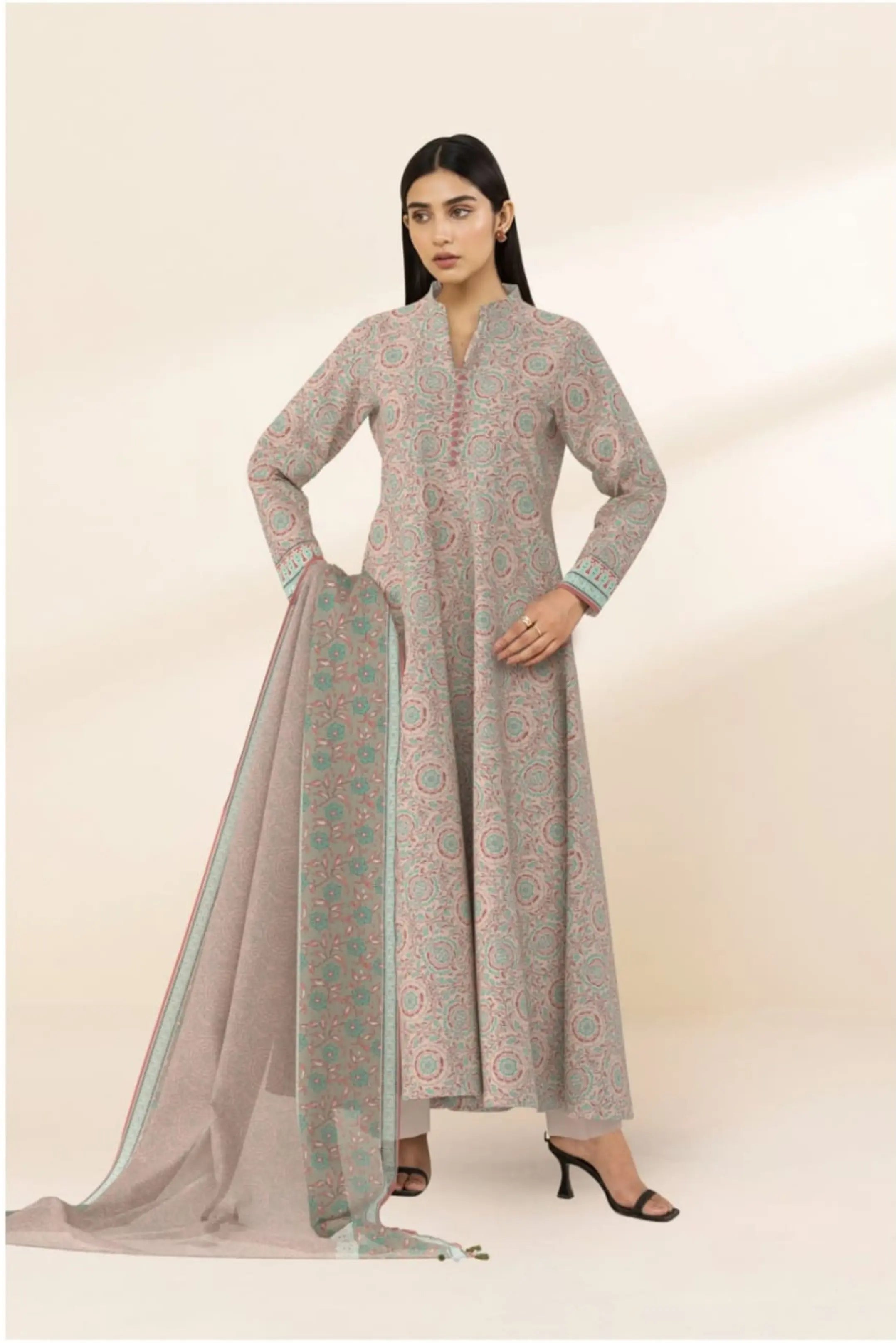 3 Pieces - Sapphire Unstitched Peach Ladies Lawn Suit