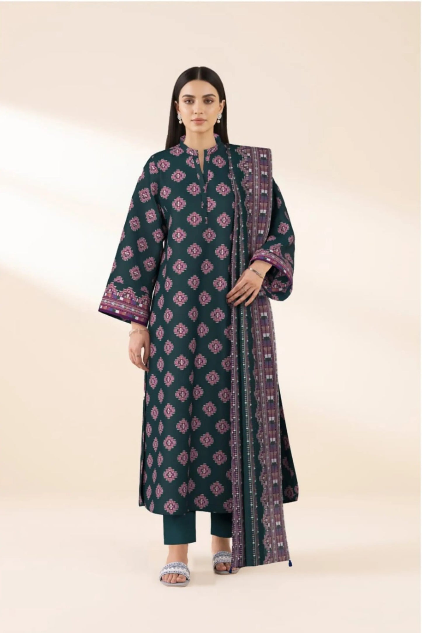 3 Pieces - Sapphire Unstitched  Navy Blue Ladies Lawn Suit