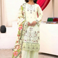 3 Piece - Gold Unstitched Cream Embroidered Lawn Suit