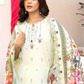 3 Piece - Gold Unstitched Cream Embroidered Lawn Suit