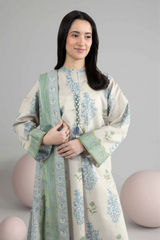 3 Pieces - Nishat Unstitched Light Grey Ladies Khaddar Suit