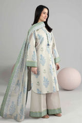 3 Pieces - Nishat Unstitched Light Grey Ladies Khaddar Suit
