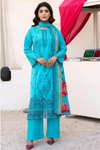 3 Piece - Gold Unstitched Ferozi Embroidered Lawn Suit