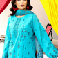 3 Piece - Gold Unstitched Ferozi Embroidered Lawn Suit