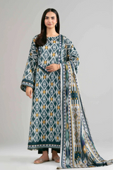 3 Pieces - Nishat Unstitched Light Grey Ladies Khaddar Suit