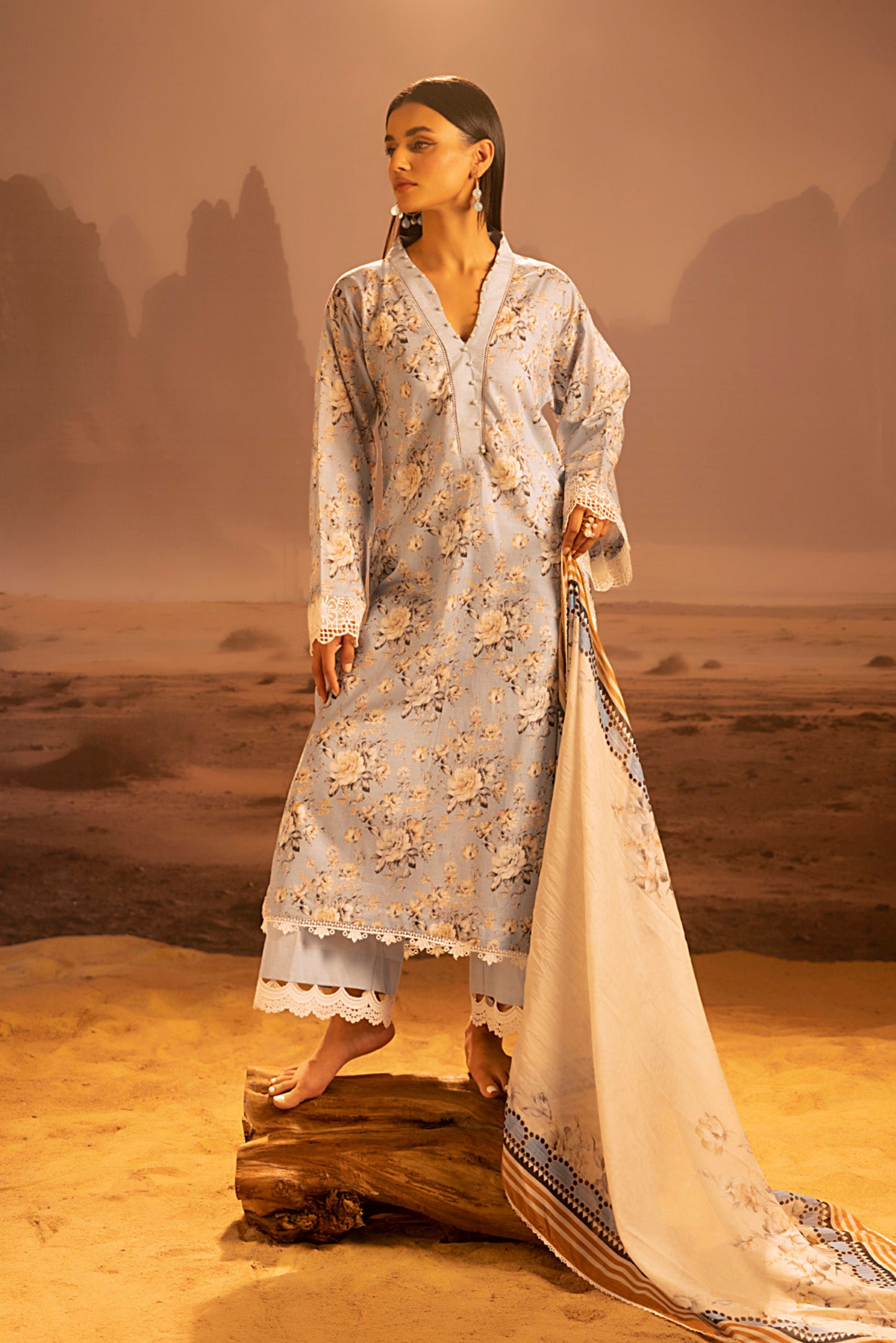 3 Pieces - Regalia Unstitched Grey Mid Summer Cotton Suit