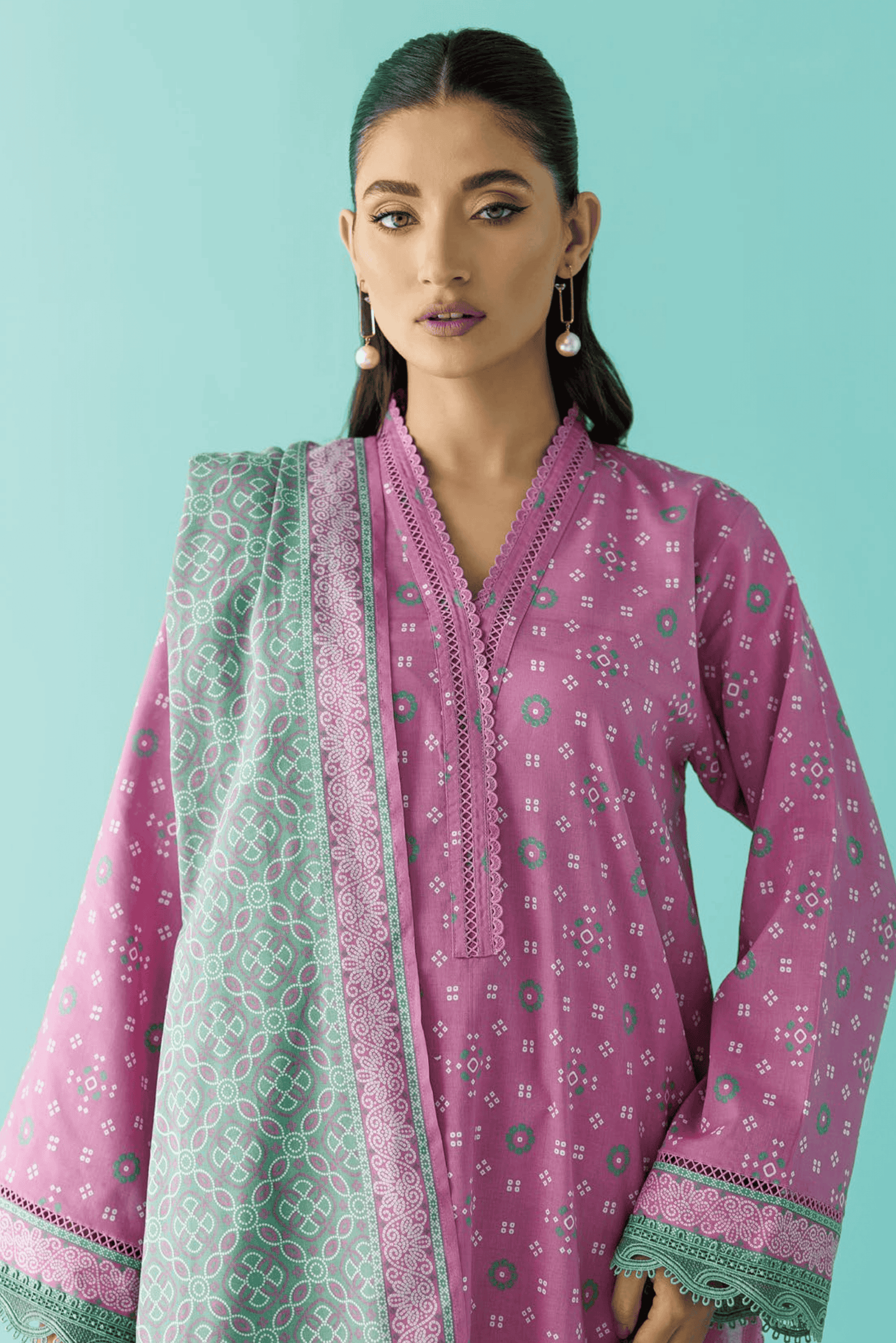 3 Pieces - Orient Unstitched Pink Printed Lawn Suit
