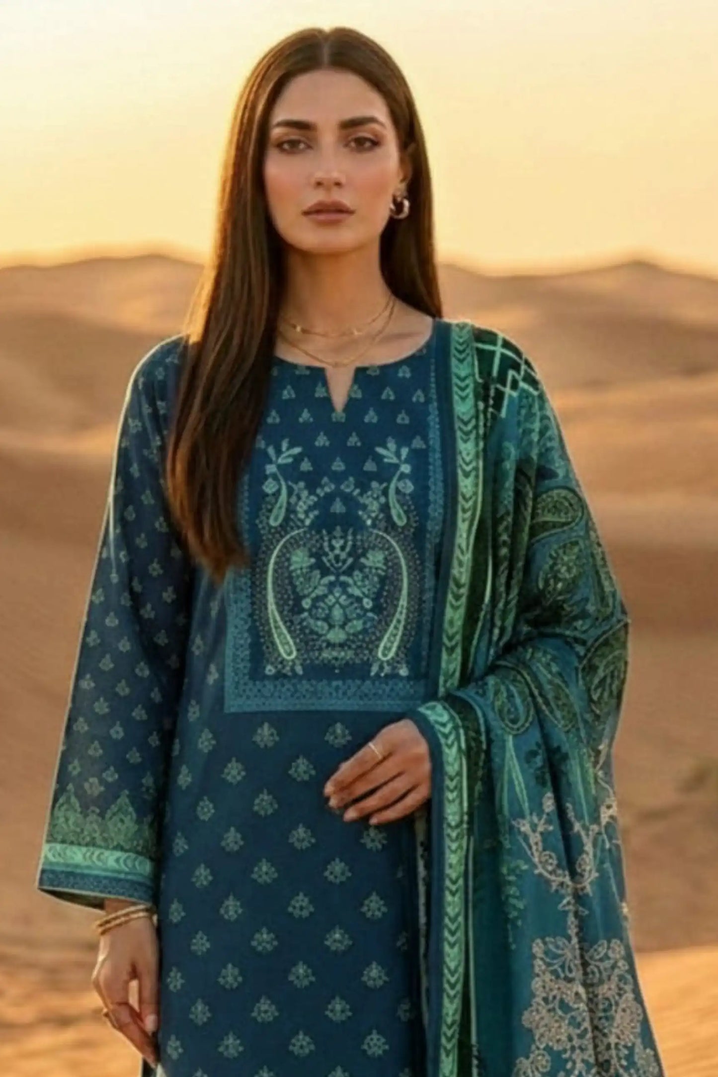 3 Pieces - Janan Unstitched Zink Printed Lawn Suit