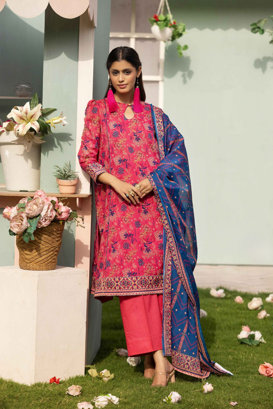 3 Pieces - Haya By Legends Unstitched Baby Pink Printed Lawn Suit