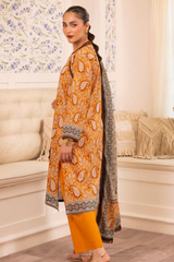 3 Pieces - GulAhmad Unstitched Mustard Yellow Printed Lawn Suit