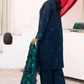 3 Piece - Gold Unstitched Blue Embroidered Lawn Suit