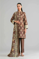 3 Pieces - Nishat Unstitched Brown Ladies Khaddar Suit