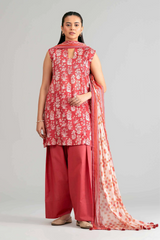 3 Pieces - Nishat Unstitched Red Ladies Khaddar Suit