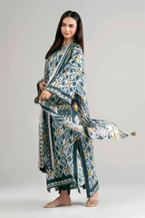 3 Pieces - Nishat Unstitched Light Grey Ladies Khaddar Suit