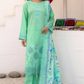 3 Piece - Gold Unstitched Mint Green Embroidered Lawn Suit