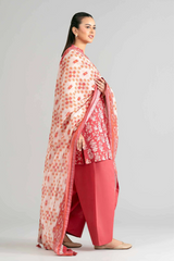 3 Pieces - Nishat Unstitched Red Ladies Khaddar Suit