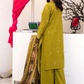 3 Piece - Gold Unstitched Mehndi Embroidered Lawn Suit