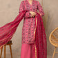 3 Pieces - Regalia Unstitched Pink Fancy Zari Dupatta Printed Shirt Lawn Suit