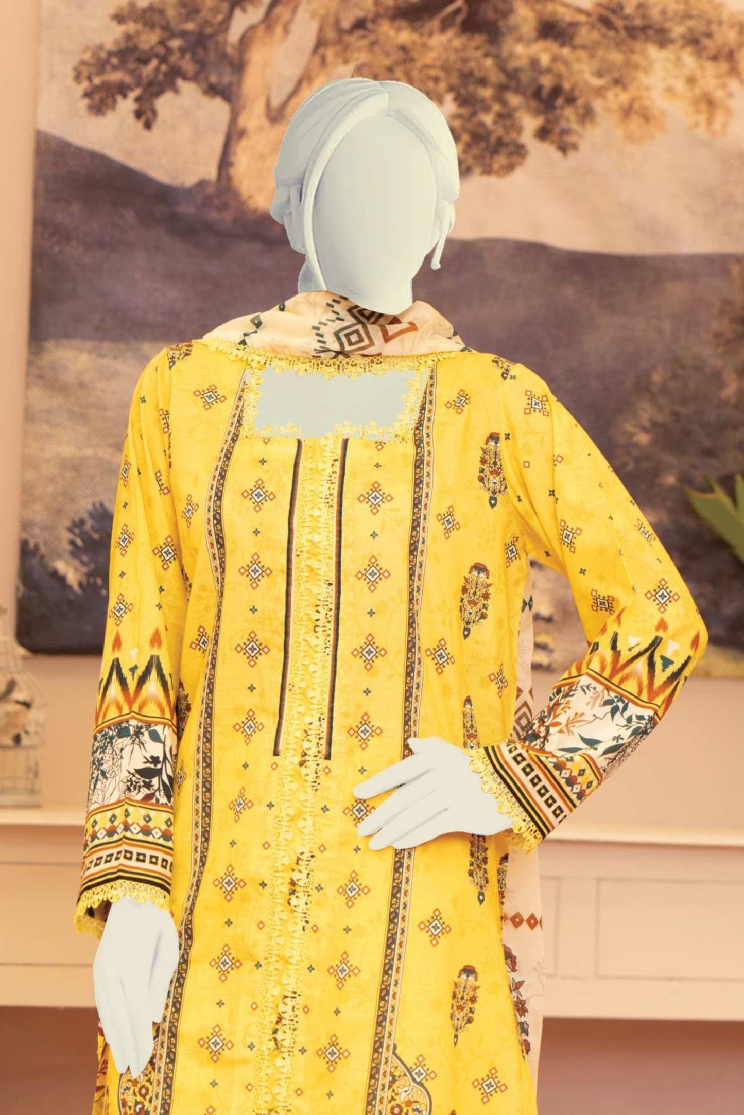 3 Pieces - Murashee Unstitched Lemon Printed Lawn Suit