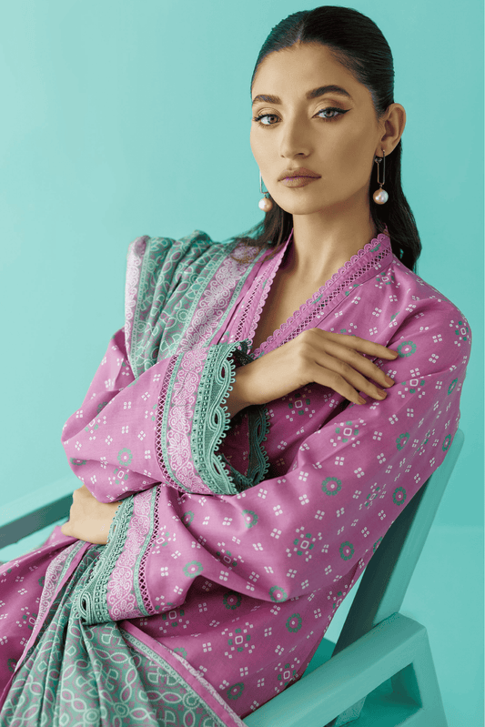 3 Pieces - Orient Unstitched Pink Printed Lawn Suit