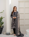 3 Pieces - Marooj Unstitched Grey Black BanaDora Linen Suit