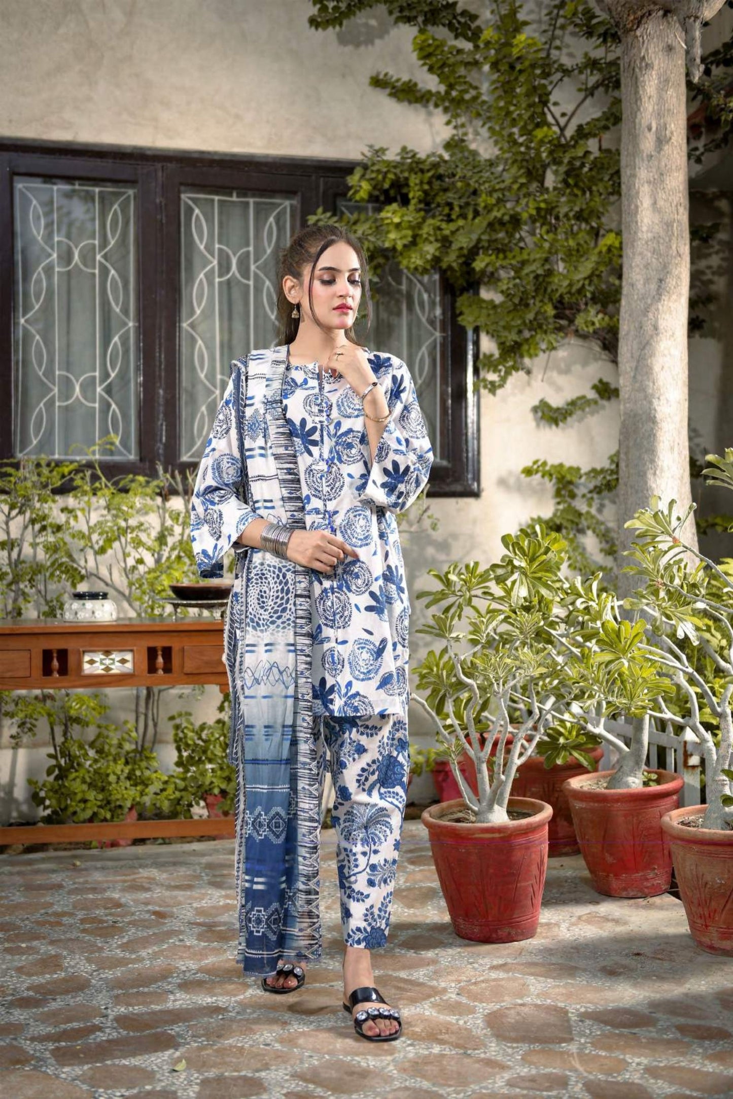 3 Pieces - Murashee Unstitched Sky Blue Printed Lawn Suit