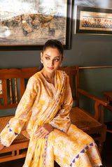 3 Pieces - Regalia Unstitched Mustard Bana Dora Lawn Suit