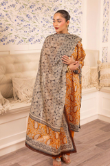 3 Pieces - GulAhmad Unstitched Mustard Yellow Printed Lawn Suit