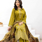 3 Piece - Gold Unstitched Mehndi Embroidered Lawn Suit