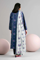3 Pieces - Nishat Unstitched Blue Ladies Khaddar Suit