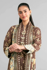 3 Pieces - Nishat Unstitched Brown Ladies Khaddar Suit