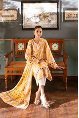 3 Pieces - Regalia Unstitched Mustard Bana Dora Lawn Suit