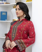 3 Piece - Marooj Unstitched Maroon BanaDora Linen Suit