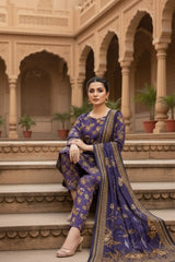 3 Pieces - Marooj Unstitched Purple BanaDora Linen Suit